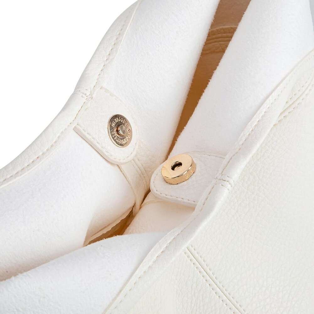 Women Beige Imported Vegan Leather Ultra Soft Foldable Shoulder Slouchy Bag - Picture 7 of 7